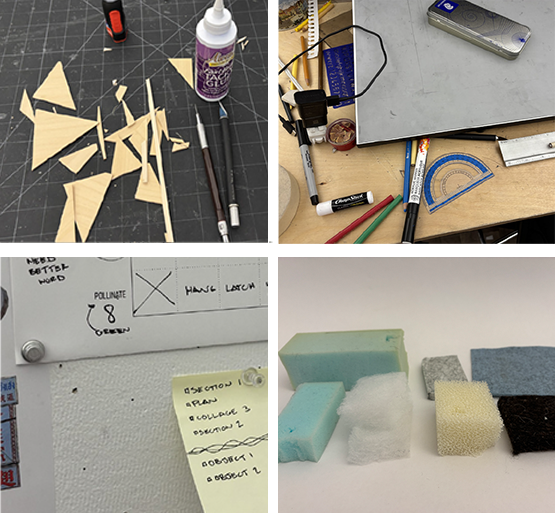 four images of materials used to create Basis Organization System