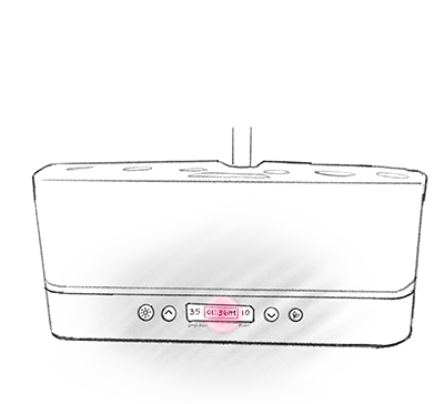 depiction of small UI screen and pouring into a small cap