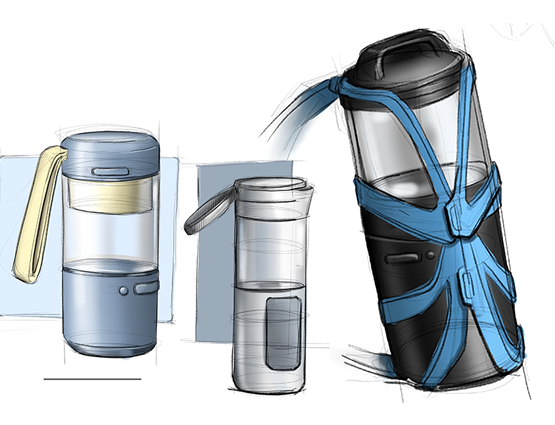Sketches of water bottle designs