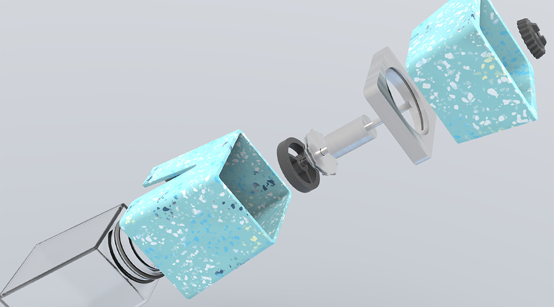 CAD Model of one shaker with each piece visible