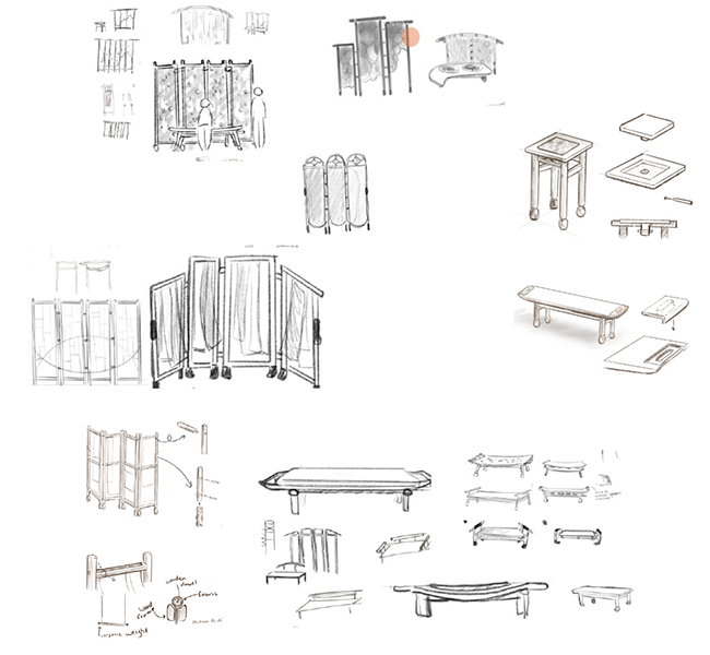 Concept drawings of Sunware Set furniture set